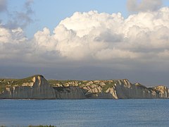 Der Strand Maniá vom Kap Kounopetra aus gesehen