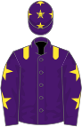 Purple, yellow epaulets, purple sleeves, yellow stars and cap