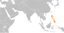 Map indicating locations of Palestine and Philippines