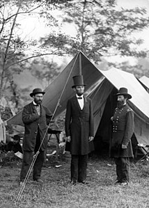 Allan Pinkerton, President Lincoln, and John A. McClernand in 1862 by Alexander Gardner
