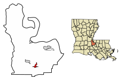 Location of Livonia in Pointe Coupee Parish, Louisiana.