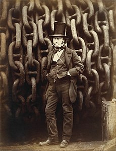 Isambard Kingdom Brunel Standing Before the Launching Chains of the Great Eastern, by Robert Howlett (restored by Bammesk)