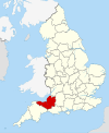 Location of Somerset in England