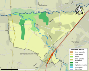 Carte en couleurs présentant l'occupation des sols.