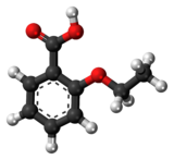 Ball-and-stick model of the 2-ethoxybenzoic acid molecule