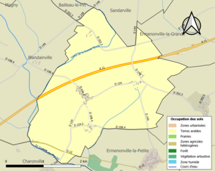 Carte en couleurs présentant l'occupation des sols.