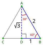 Proportions entre le côté d'un triangle équilatéral et sa hauteur.