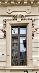 Beaux-Arts window of the Stroescu House on Strada Dianei (Bucharest)