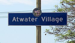Atwater Village Neighborhood Sign located on Glendale Boulevard at Seneca Avenue