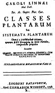 Титульный лист первого издания «Classes plantarum»