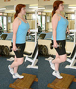 Dumbbell standing calf raise.