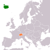 Location map for Iceland and Switzerland.