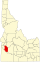 State map highlighting Ada County