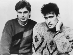 Founders Paul Humphreys (left) and Andy McCluskey in 1985