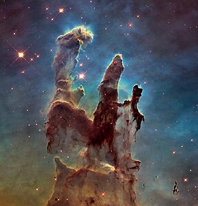 Pillars of Creation, 2014, by NASA/ESA/Hubble Heritage Team (edited by Crisco 1492)