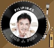 Rico J. Puno on a 2019 stamp of the Philippines in the series "Pinoy Music Icons"