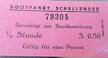 Fahrkarte für eine Bootsfahrt am Schellensee