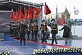 A color guard led by the Banner of Victory carrying the banners of national army units based in the Azerbaijan SSR during the 2020 Sea Cup.