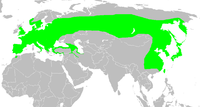 Mapa da distribución xeográfica da especie, sobre a base de Harrap,[2]