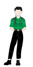 A vector diagram shows a male in St John Ambulance uniform.