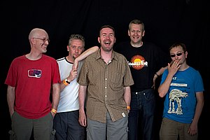 Tinyfish in 2009 (l-r) Jim Sanders, Paul Worwood, Simon Godfrey, Robert Ramsay, Leon Camfield