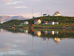 View of the Kåja island with Torsvåg Lighthouse off Vanna