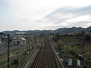 跨線橋から美々津・宮崎方面を望む