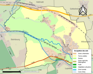 Carte en couleurs présentant l'occupation des sols.