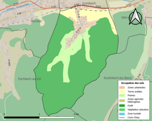 Carte en couleurs présentant l'occupation des sols.