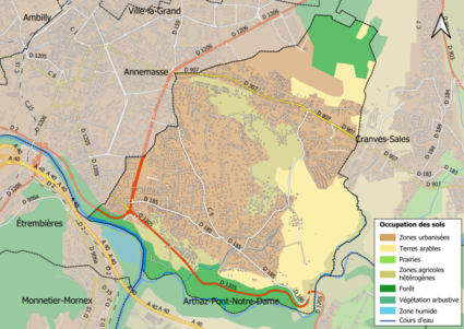 Carte en couleurs présentant l'occupation des sols.