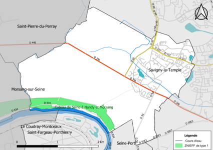 Carte des ZNIEFF de type 1 de la commune.