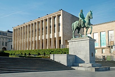 The Royal Library of Belgium (KBR) and the equestrian statue of Albert I