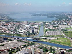 Socorro district with the Guarapiranga reservoir at the background