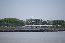 Black Tom Island as seen from Liberty Island in Jun 2024.