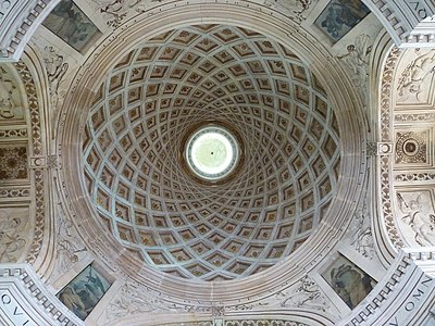 Inside of the spiral-coffered dome of the chapel