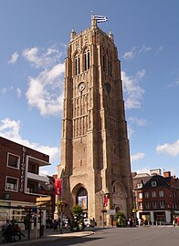 Torre campanario de Dunkerque en el Westhoek (norte de Francia).