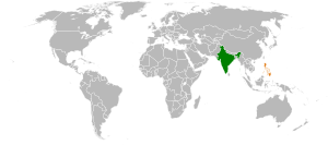 Map indicating locations of India and Philippines