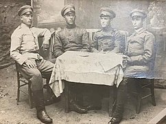 Bulgarian soldiers during WWI. Ivan Kiradjieff is third from left.