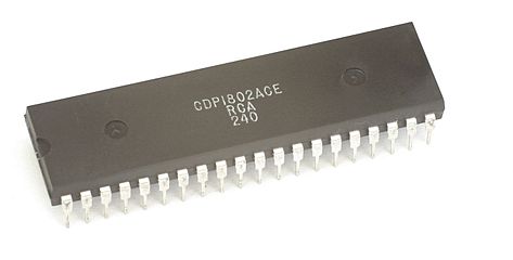 RCA 1802, sometimes known as the COSMAC, an 8-bit CMOS microprocessor from 1976
