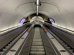 Newer escalators leading straight to the shopping centre