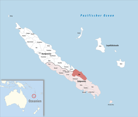 Location of the commune (in red) within New Caledonia