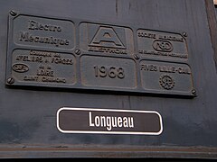 Plaque sur une locomotive Diesel, au dépôt de Longueau (2013).