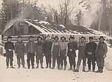 Canadian loggers and their cookhouse, 1917