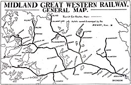 monochrome map of former Midland Great Western railway including the Navan-Kingscourt branch