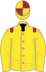 Yellow, maroon epaulets, quartered cap