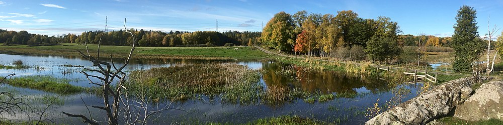 Söderån och Pumphusängen efter kraftig nederbörd i oktober 2017.