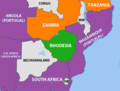 Image 32The geopolitical situation during the Rhodesian Bush War in 1965 – countries friendly to the nationalists are coloured orange. (from Zambia)