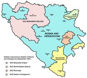 Localização de Oblast Autônomo Sérvio de Bosanska Krajina