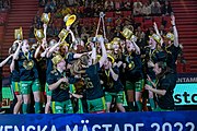 Team Thorengruppen players celebrating winning the title in the 2021-22 season