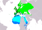 Aire de répartition de la Fauvette à tête noire